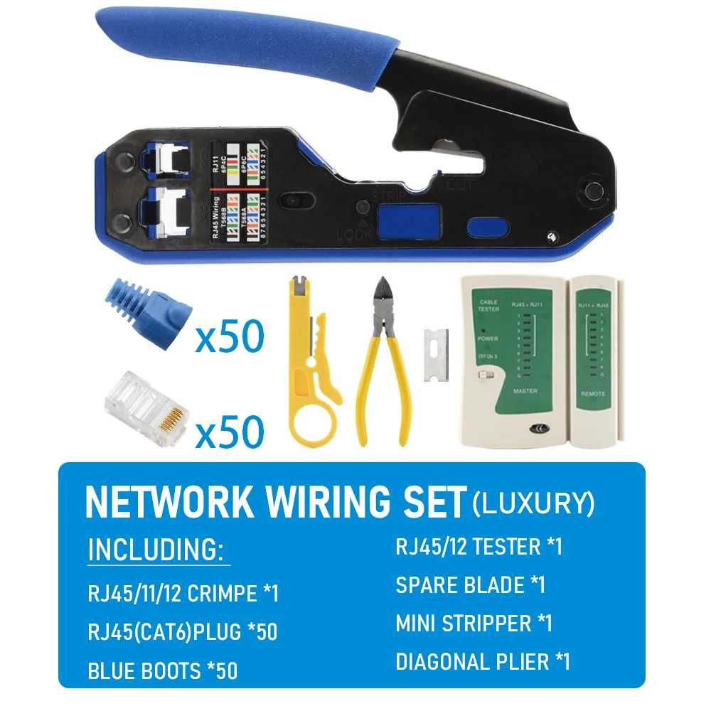 Комплект клещи за кримпване STELS SN-69, Тестер, RJ11, RJ12, RJ45