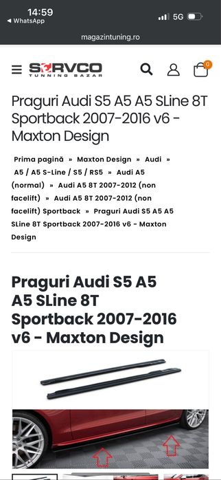 Vand prelungiri praguri audi a5 maxton design