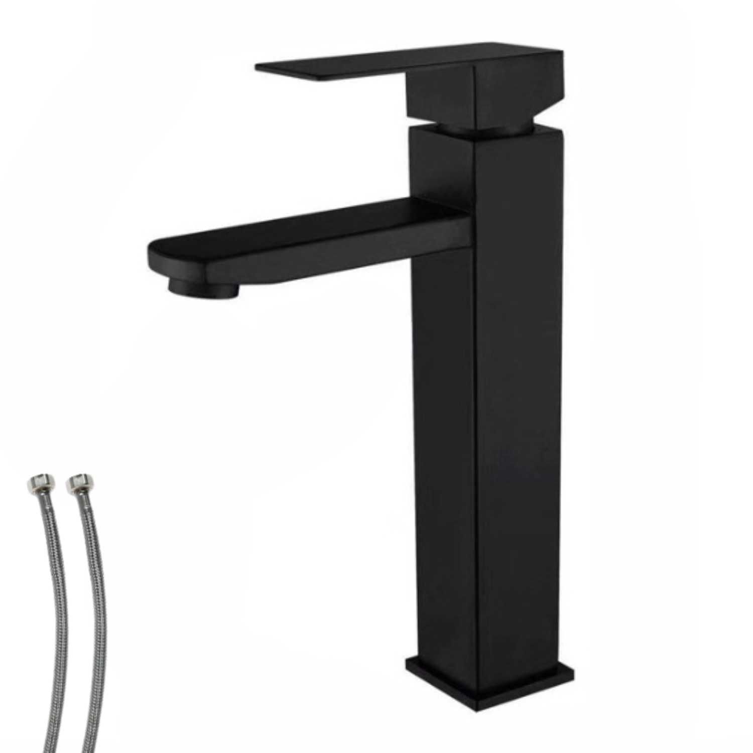 Baterie Chiuveta Baie,Otel inoxidabil,Racorduri Incluse,Negru Mat30 cm