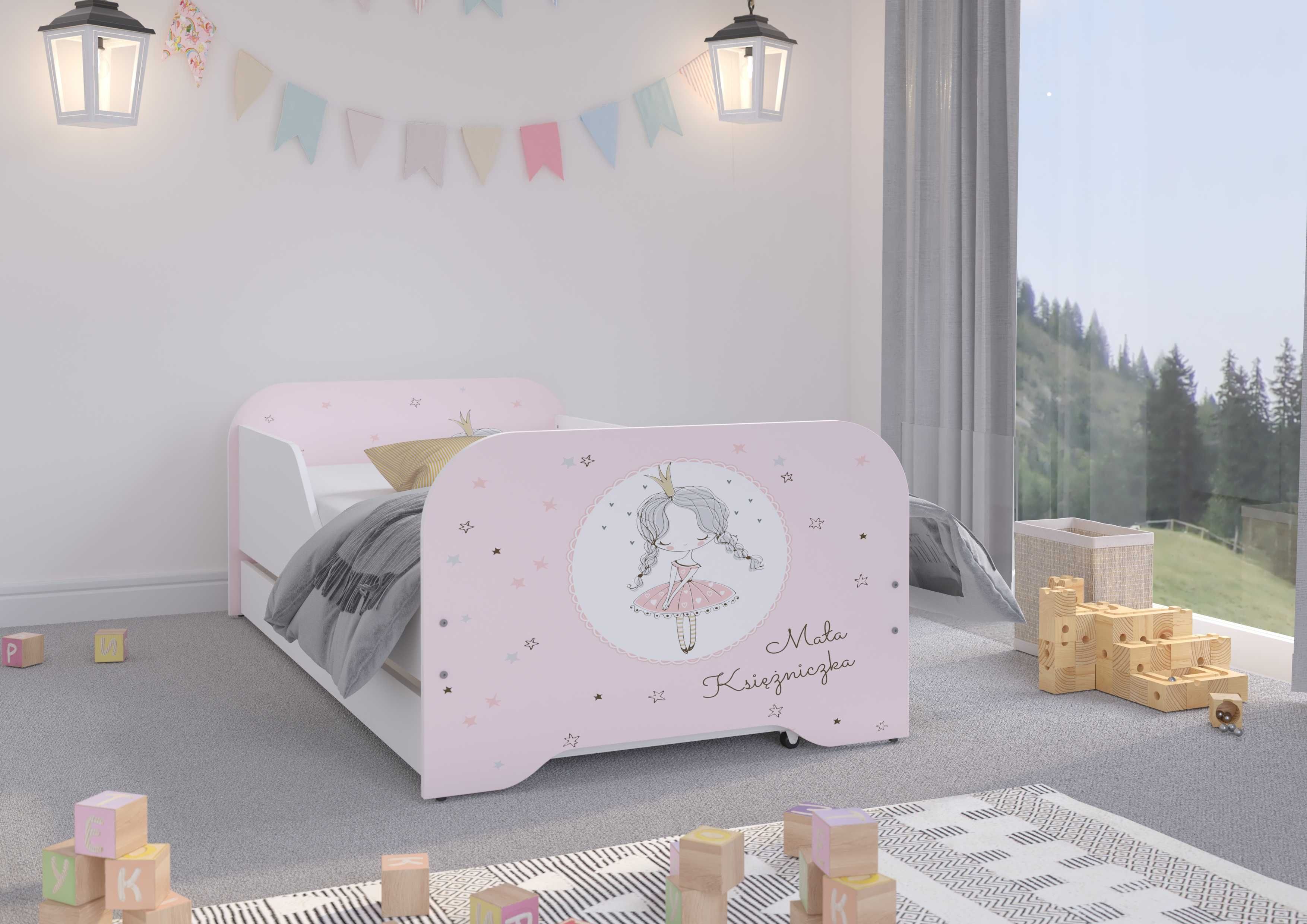 Pat copii cu saltea Fara sertar Miki 140x70 Zoo Santier Printesa Vulpe