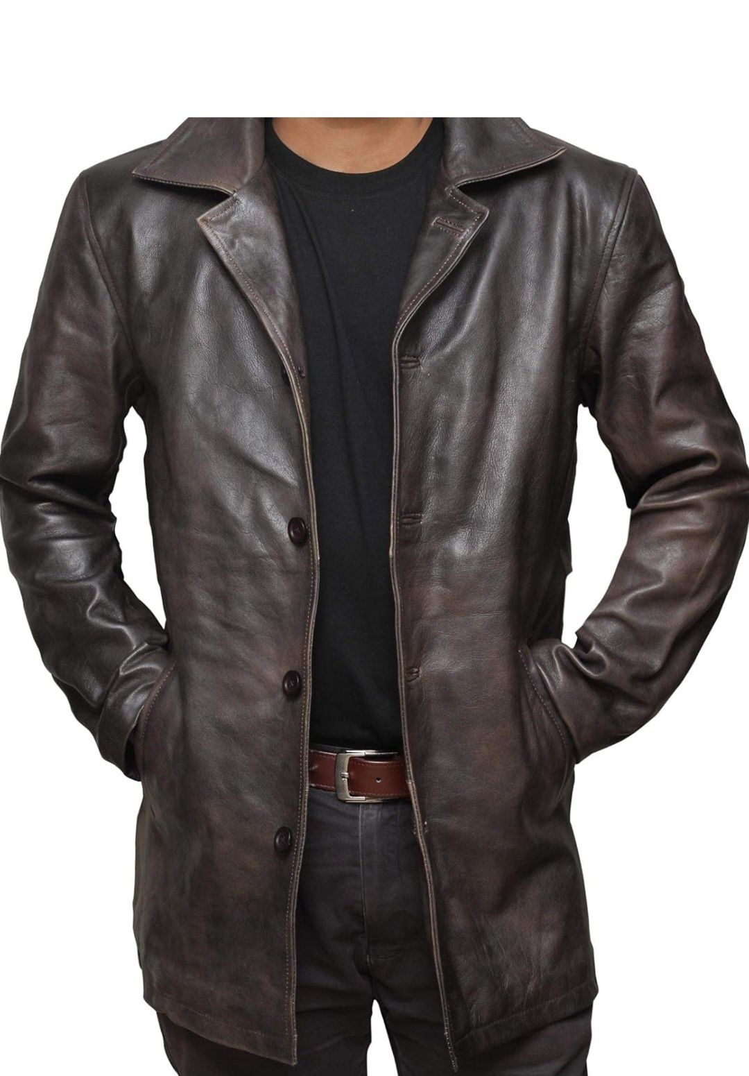 Коричневая мужская кожаная куртка — мужские потертые кожаные куртки