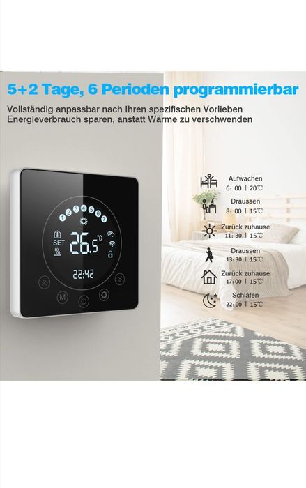 Termostat wifi 16A cu senzor încălzire electrică în pardoseală