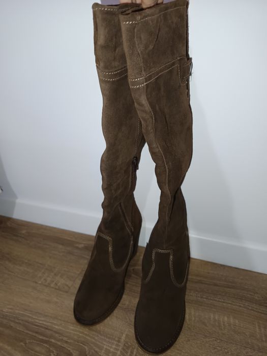 Cizme damă, piele întoarsă, maro 36