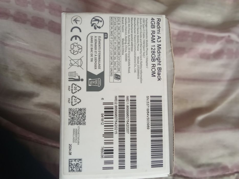 Redmi A3 4/128gb android 15 dual SIM liber de rețea perfect funcțional