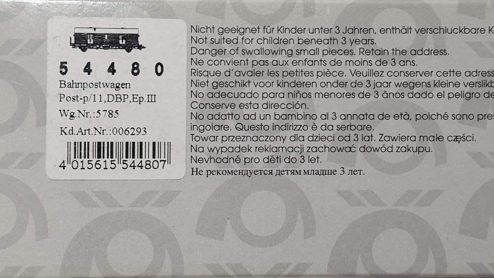 Vagon postal PIKO 54480, H0 (1:87)