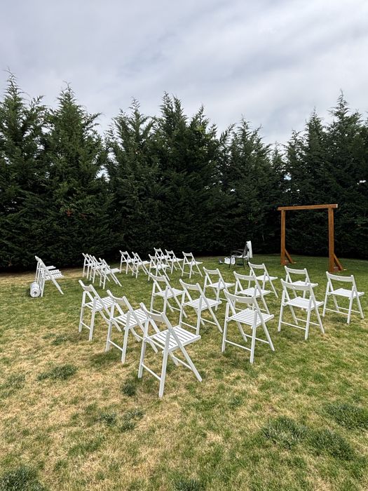 Mese / masa evenimente si mese cocktail/ bar si scaune albe lemn