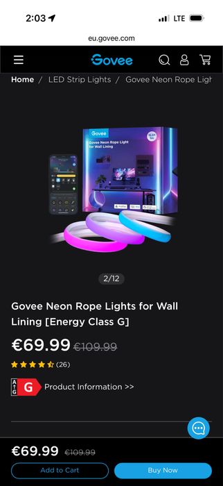 Govee Neon Rope Lights for Wall Lining