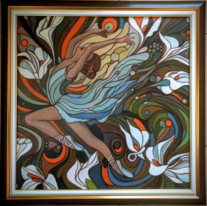 Tablou original  pictat manual BALERINA,50x50 cm