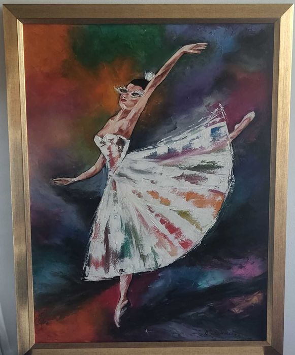 Pictura mare ulei, tablou nou, "Balerina ", pictor roman consacrat