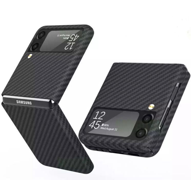 Samsung Z FOLD FLIP 3 4 5 Husa Ultra Slim Fibra de Carbon Black Squad