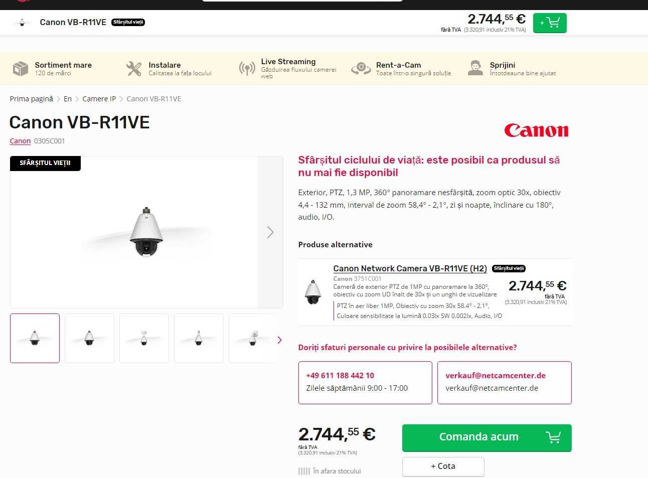 Camera  Canon VB-R11VE pret magazin 3300euro