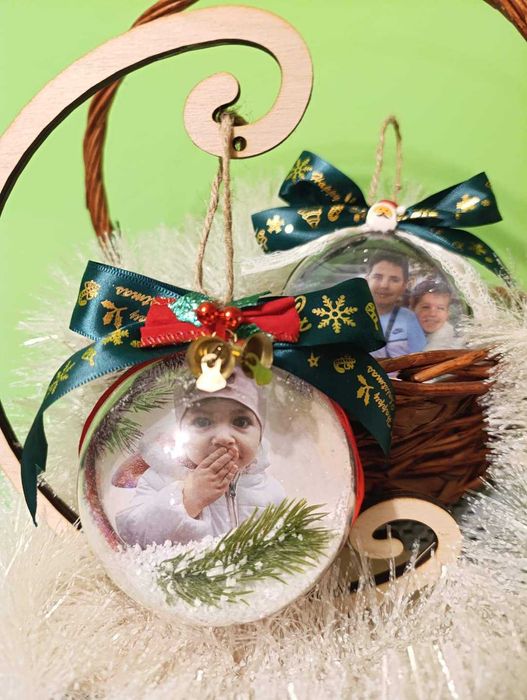 Коледни топки за елха със снимка и пожелание