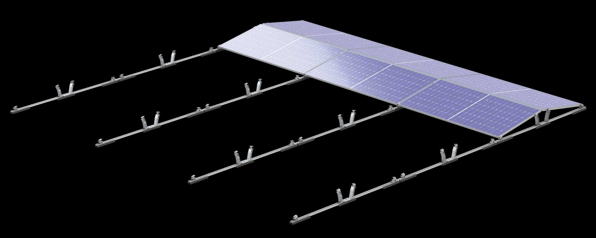 Structura fotovoltaice acoperis plat Est-Vest 10 grade