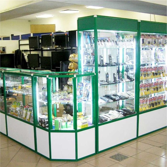 Oynaly prilavkalar, Акция, savdo uskunalari vitrinalar stellajlar