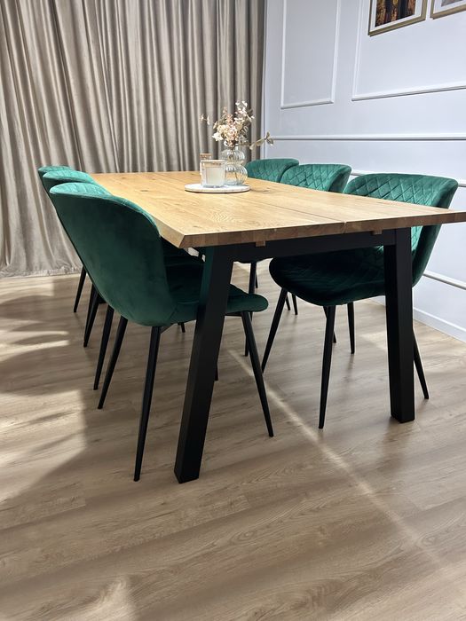 Scaune de living elegante, catifea verde smarald – set de 6 bucăți