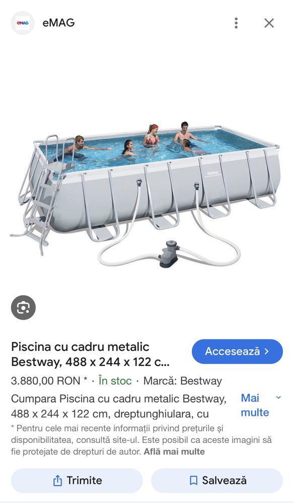 Vând piscina supraterana 4.88m x 2.44m