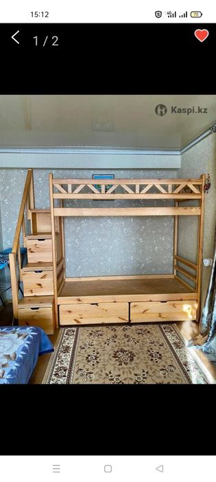 Кровать двухъярусная полностью из дерева