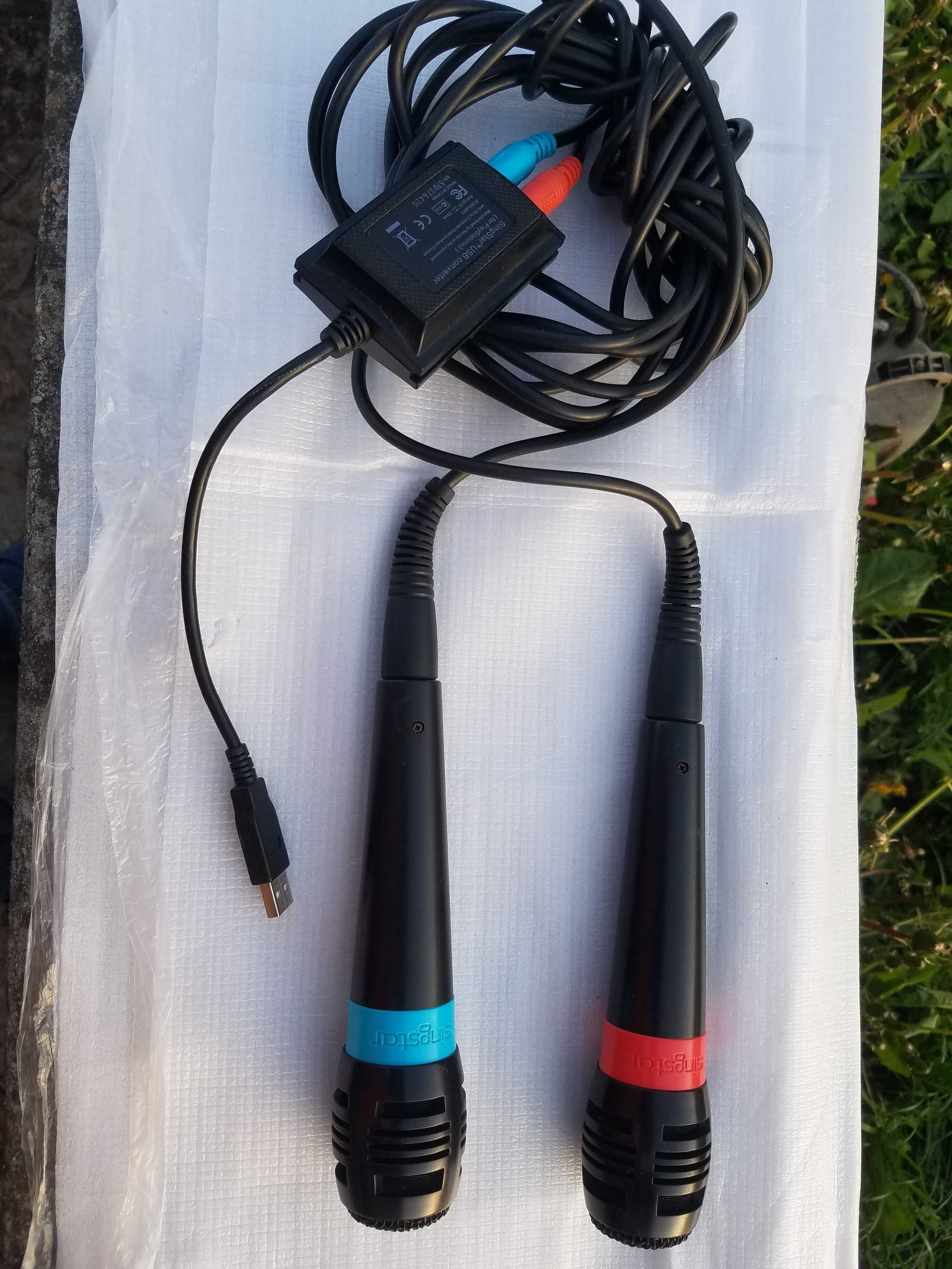 Set microfoane calitate marca Singstar cu mufa jak cu adaptor USB