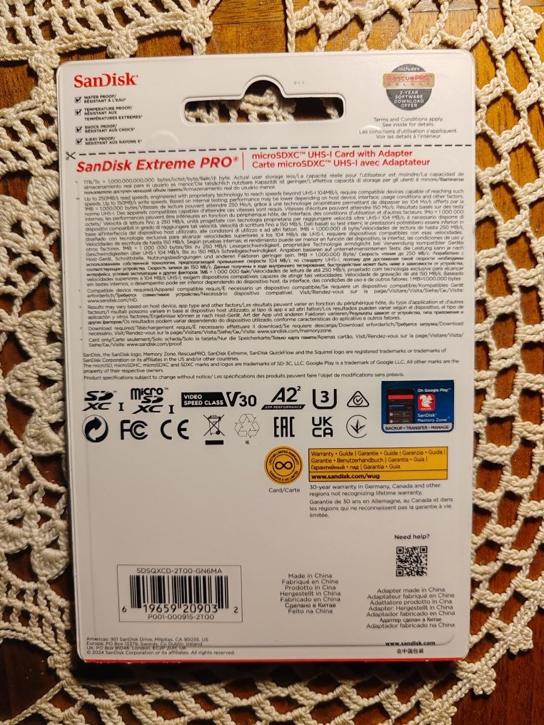 Card de memorie sandisk extreme pro 2 TB micro sdxc sigilat