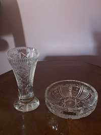 Elegant set -vază și scrumieră- cristal masiv Bohemia-