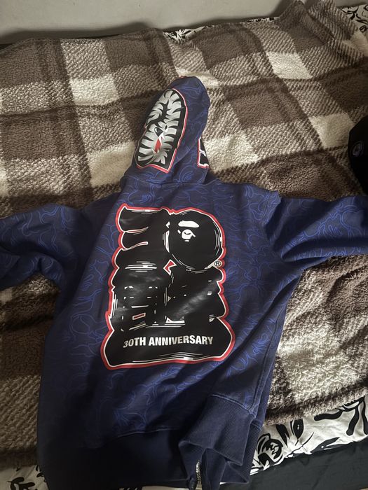 BAPE 30th Anniv. Line Camo Shark Full Zip Hoodie.