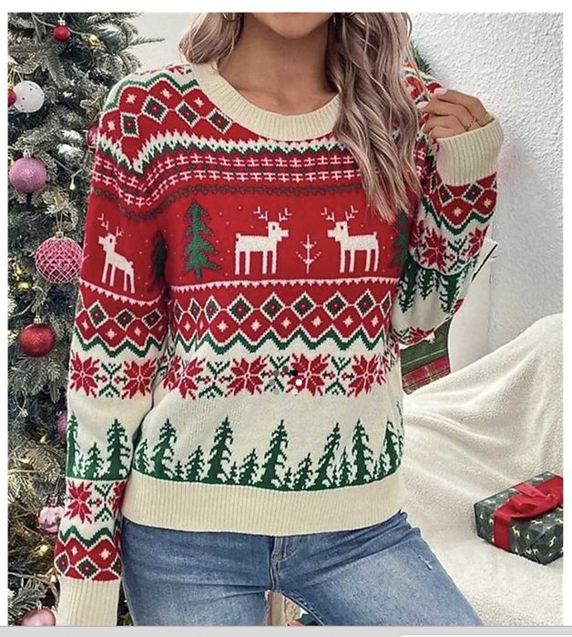 Дамски Коледен пуловер М-Л