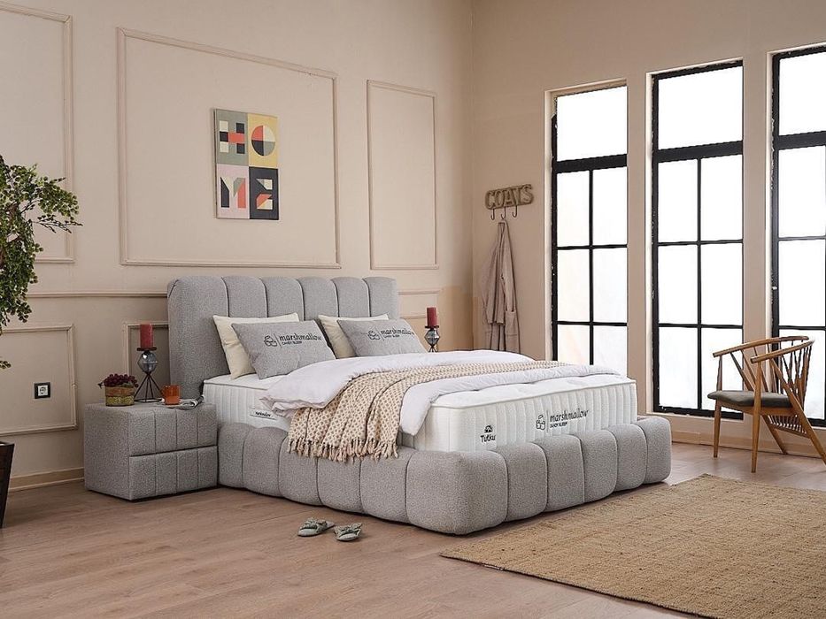 Тапицирано легло Marshmallow Светло сиво