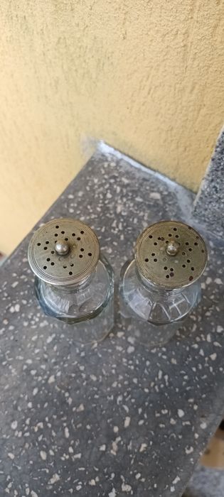 Pereche Solnițe Cristal și metal Argintat