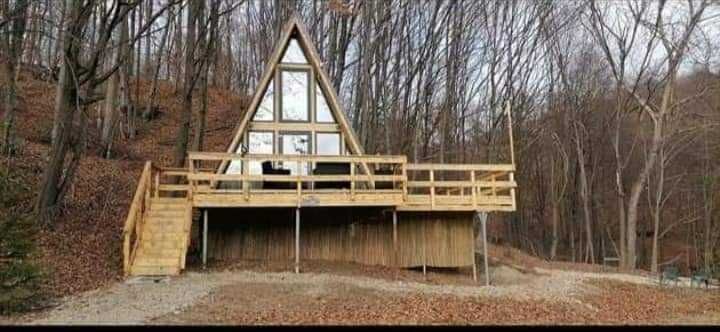 Cabana stil A-Frame si case din structura de lemn