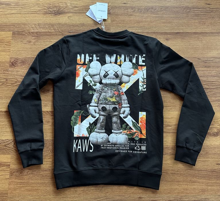 Мъжка,памучна,черна блуза OFF White с голяма щампа на гърба