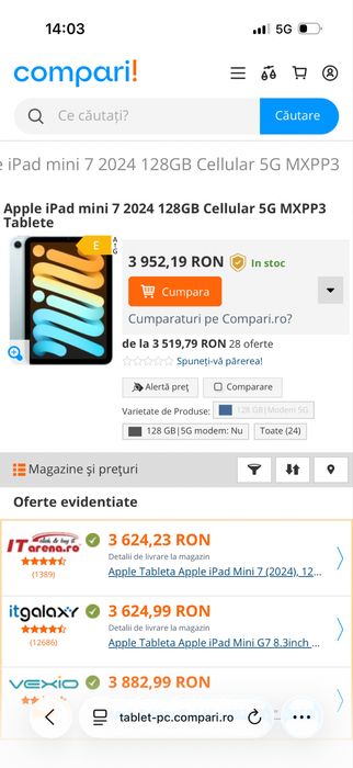 iPad mini 7 wifi+cellular nou