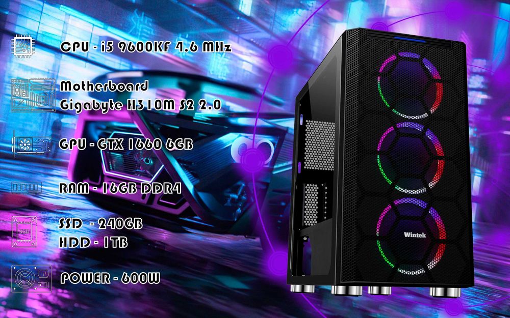 Игровой i5 9600KF\GTX 1660 6GB\RAM 16GB\SSD 240GB\HDD 1TB