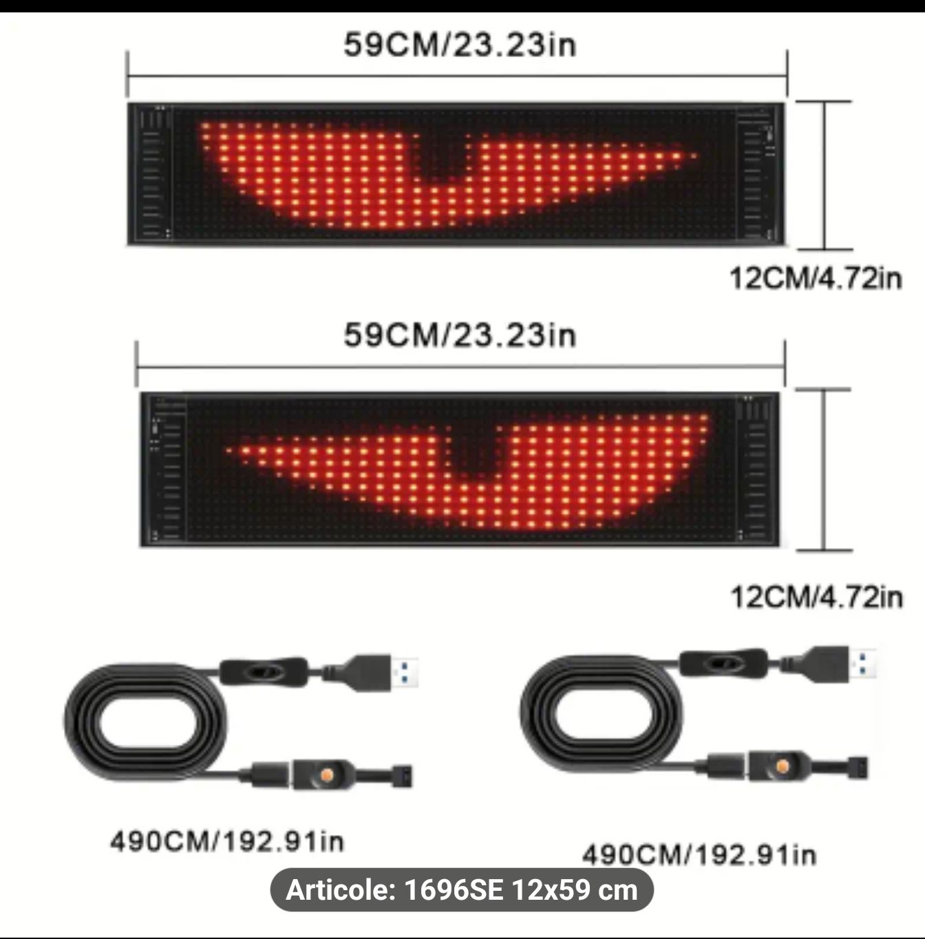 Bandă  Led _ Ochi de Camion/Set două bucăți 12x59 cm
