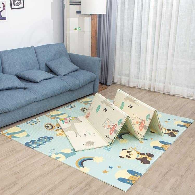 Мек двулицев детски килим, Водоустойчив, 200х180см, Сгъваем