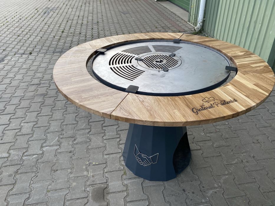 Gratar personalizat blat lemn stejar personalizat+cadou sort piele