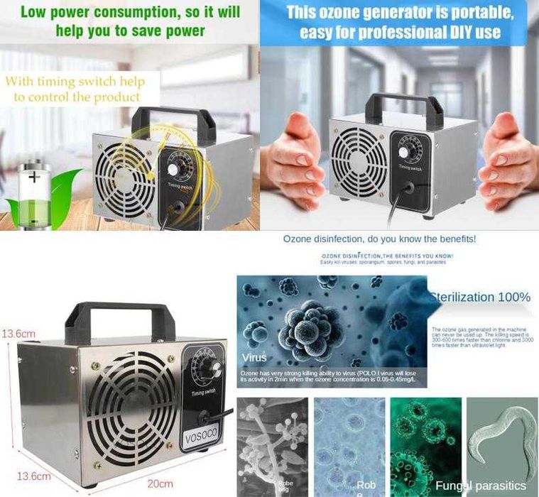 Почистващ Озонатор 60 грама/час Въздухо Пречиствател Озон Генератор