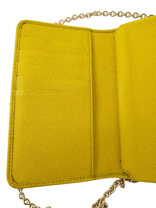 Portofel galben Dolce & Gabbana Sicily din piele, cu lanț detașabil