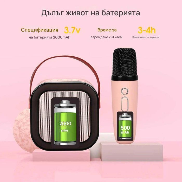 Преносима Блутут Караоке Тонколона с Микрофон