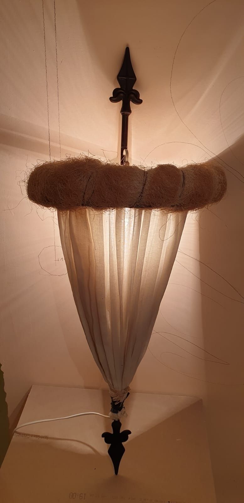 Accesoriu decorațiune înfrumusețare camera metal textil Italia 1970