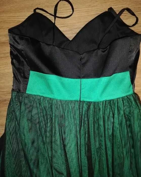 Rochie eleganta verde voal cu trena