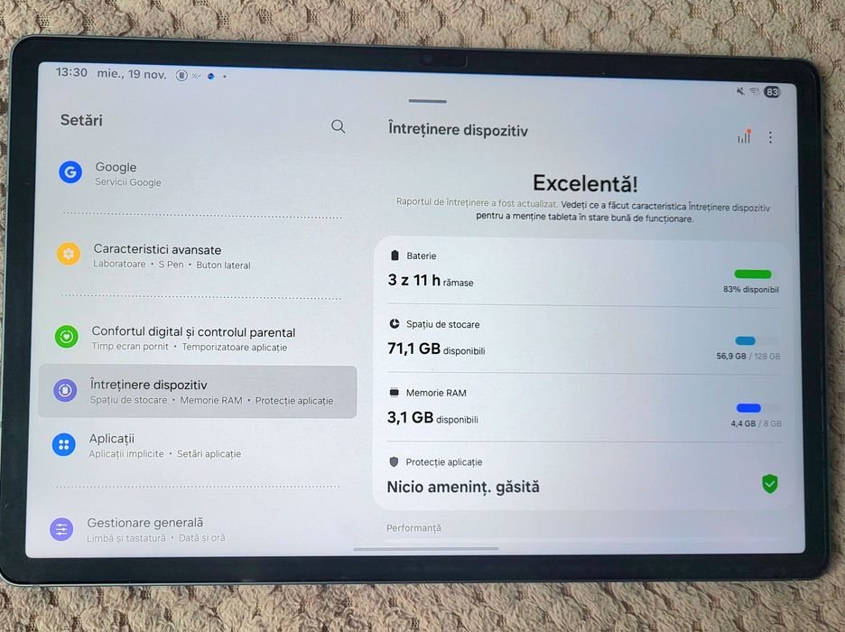 Tabletă Samsung S9 Fe, 128 GB, 8GB Ram, 12,4", gri