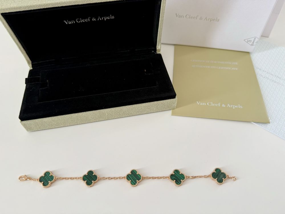 Van Cleef & Arpels Гривна с 18к Златно покритие - Цвят Зелен + Кутия
