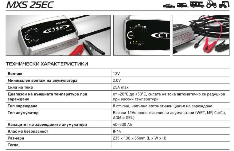 Зарядно устройство за акумулатор CTEK MXS 25EC