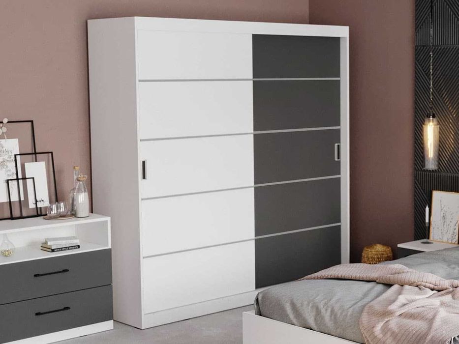 Dulap Avangard 184 usi alb/gri