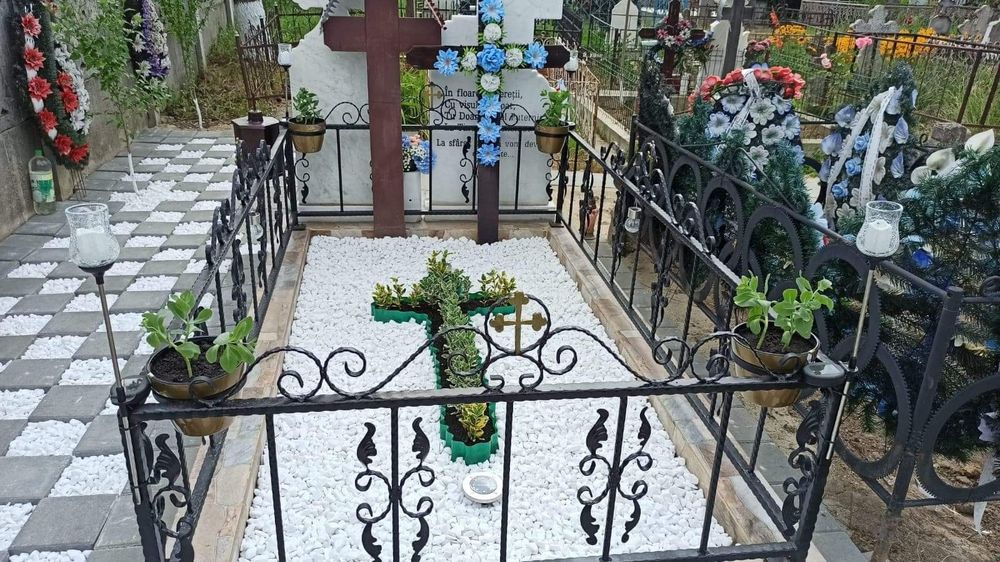 Piatra decorativa marmura alba neagra thasos curte flori gradina