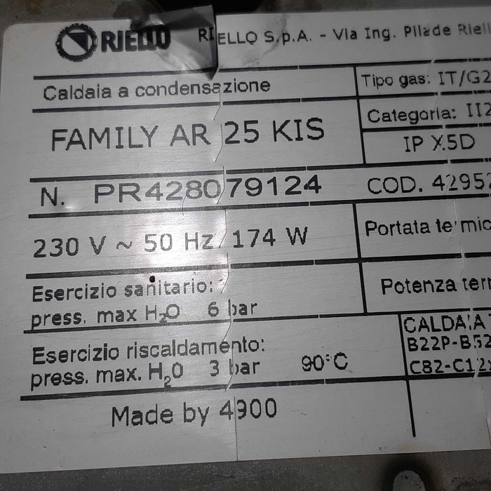 Piese de schimb centrala RIELLO FAMILY AR 25 KIS.