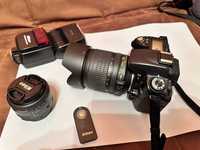 Nikon D90 + Blitz SB600 + Obiectiv 18-105 + Obiectiv 50