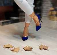 Pantofi stiletto catifea ,new model,insertii auriu/Italia