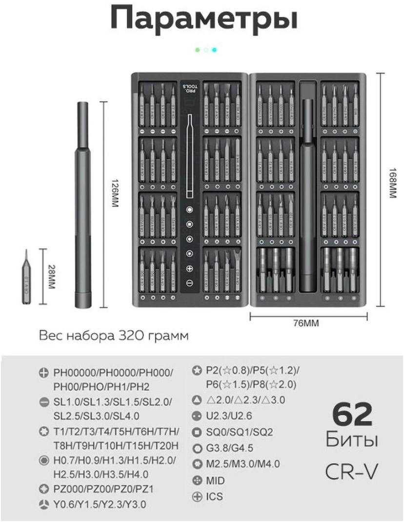 Наборы отверток 118 в 1, 63 в 1 и 25 в 1