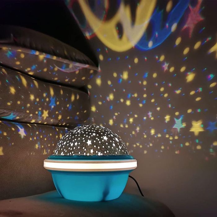 Цветна LED нощна лампа НЛО проектор със звездно небе - НОВА,с гаранция